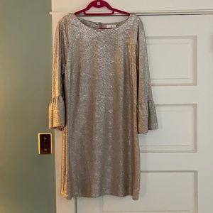 NWT Julie Brown Gold Dress with flounced sleeves